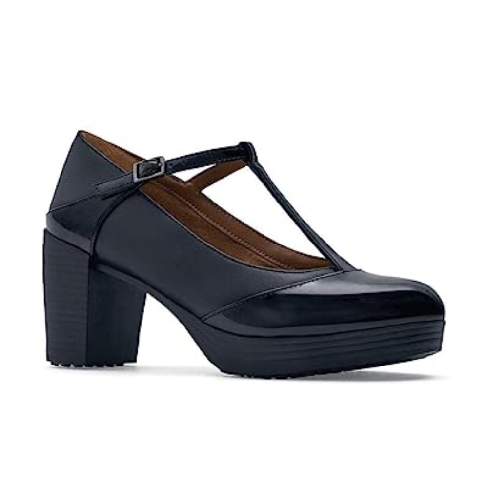 Shoes for Crews nonslip Ruby T-strap women’s sz 9 black 3 inch heels